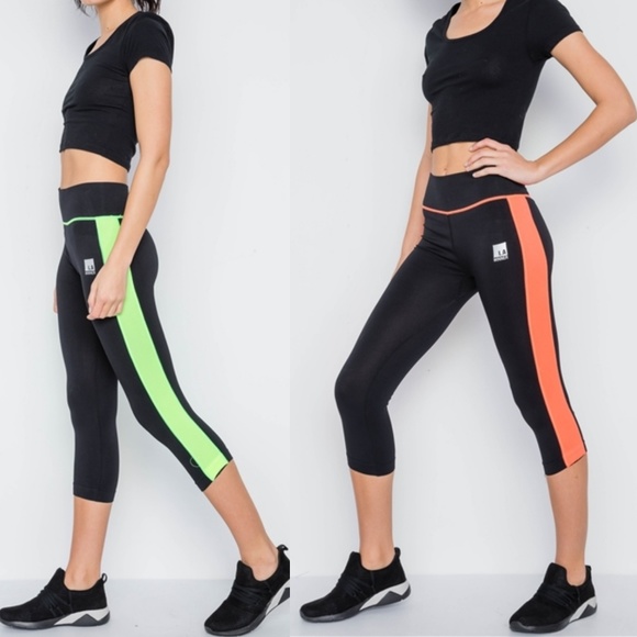 GYM VIBES NEON GREEN CAPRI WORKOUT LEGGINGS - Picture 7 of 7